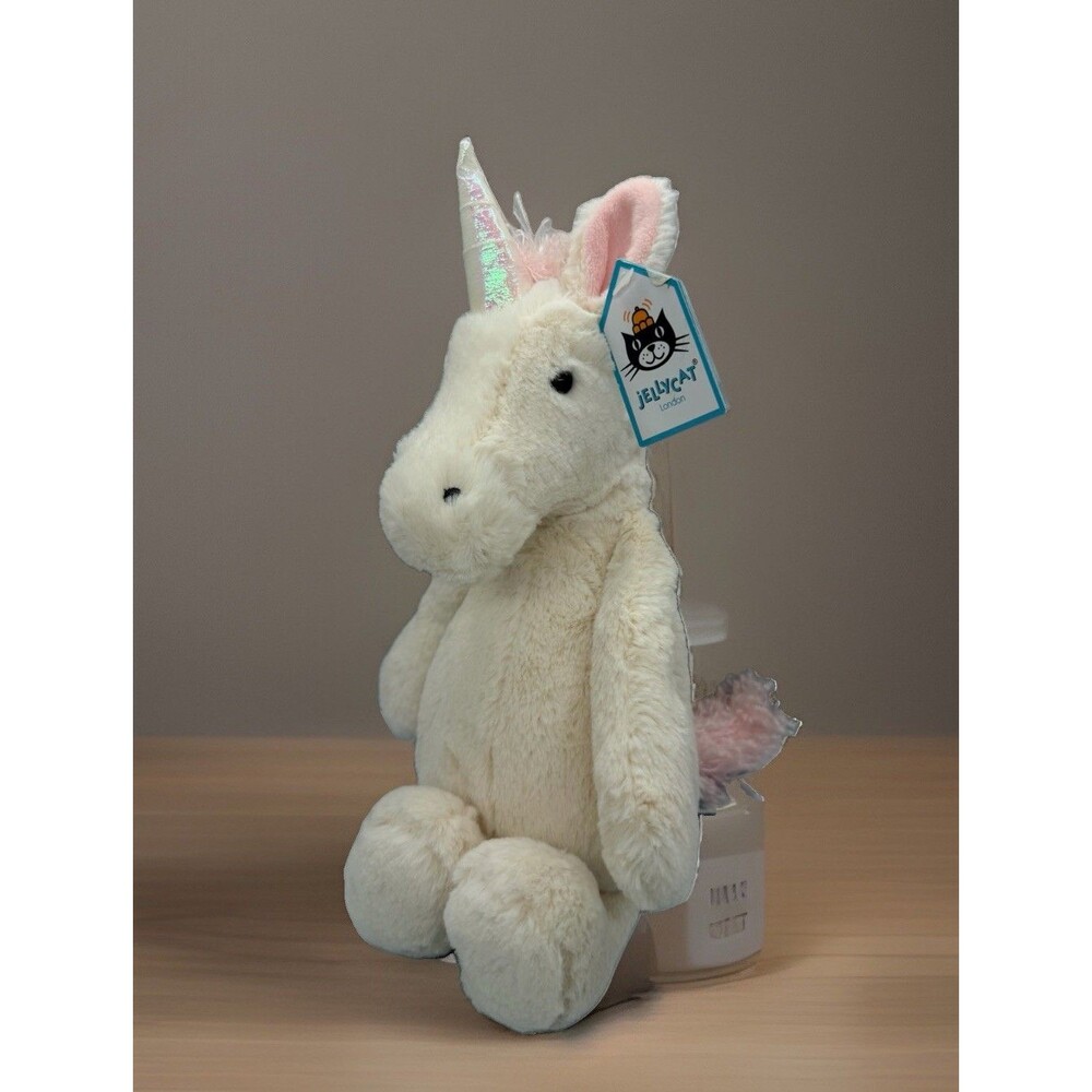Jellycat Bashful Unicorn Soft Stuffed Animal Medium 12” New W Tag Shiny Horn